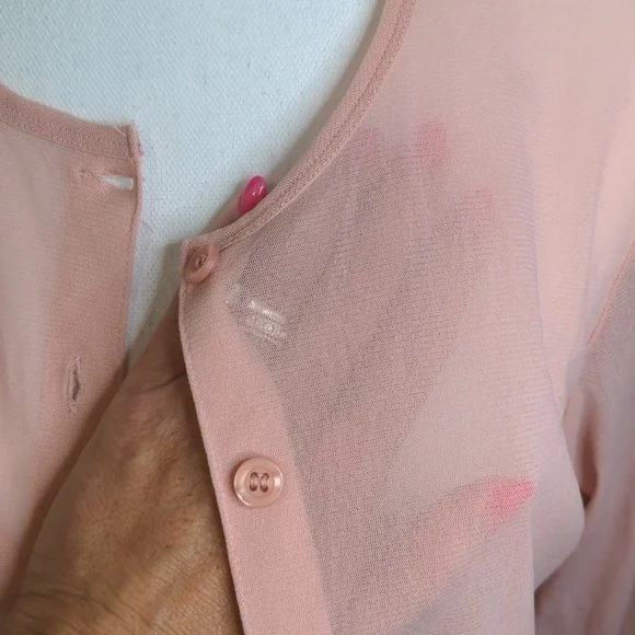 SHEER SALMON Cardigan Sweater SZ L - Picture 6 of 8